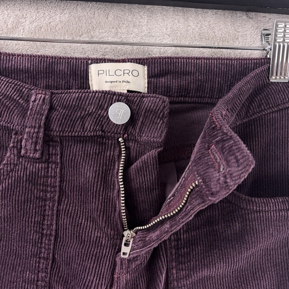 Pilcro Flare Corduroy Pants Womens Size 25x29 Purple Retro Boho Stretch - Picture 4 of 9